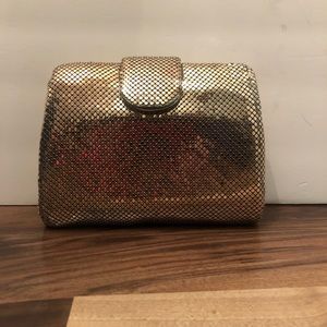 Whiting & David gold clutch